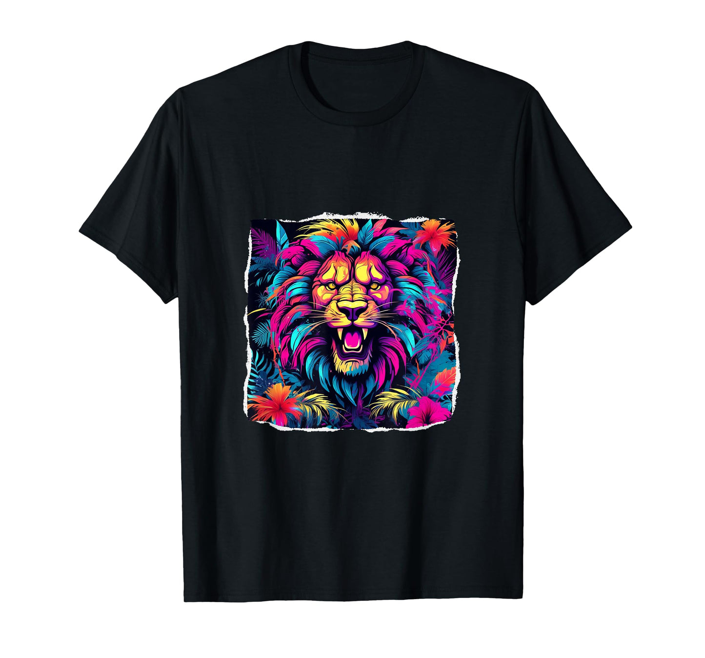 Neon Mane Lion Art: Colorful Jungle Design for All T-Shirt