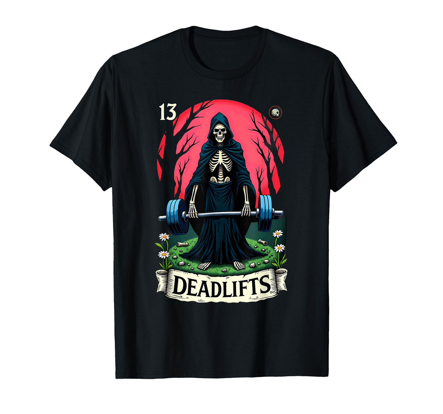 Gothic Tarot Card Skeleton Deadlifts Weightlifiting T-Shirt