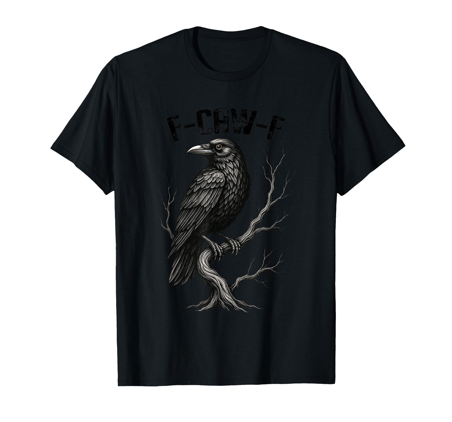 Funny F-Caw-F Halloween Crow Black Bird Moon Raven T-Shirt