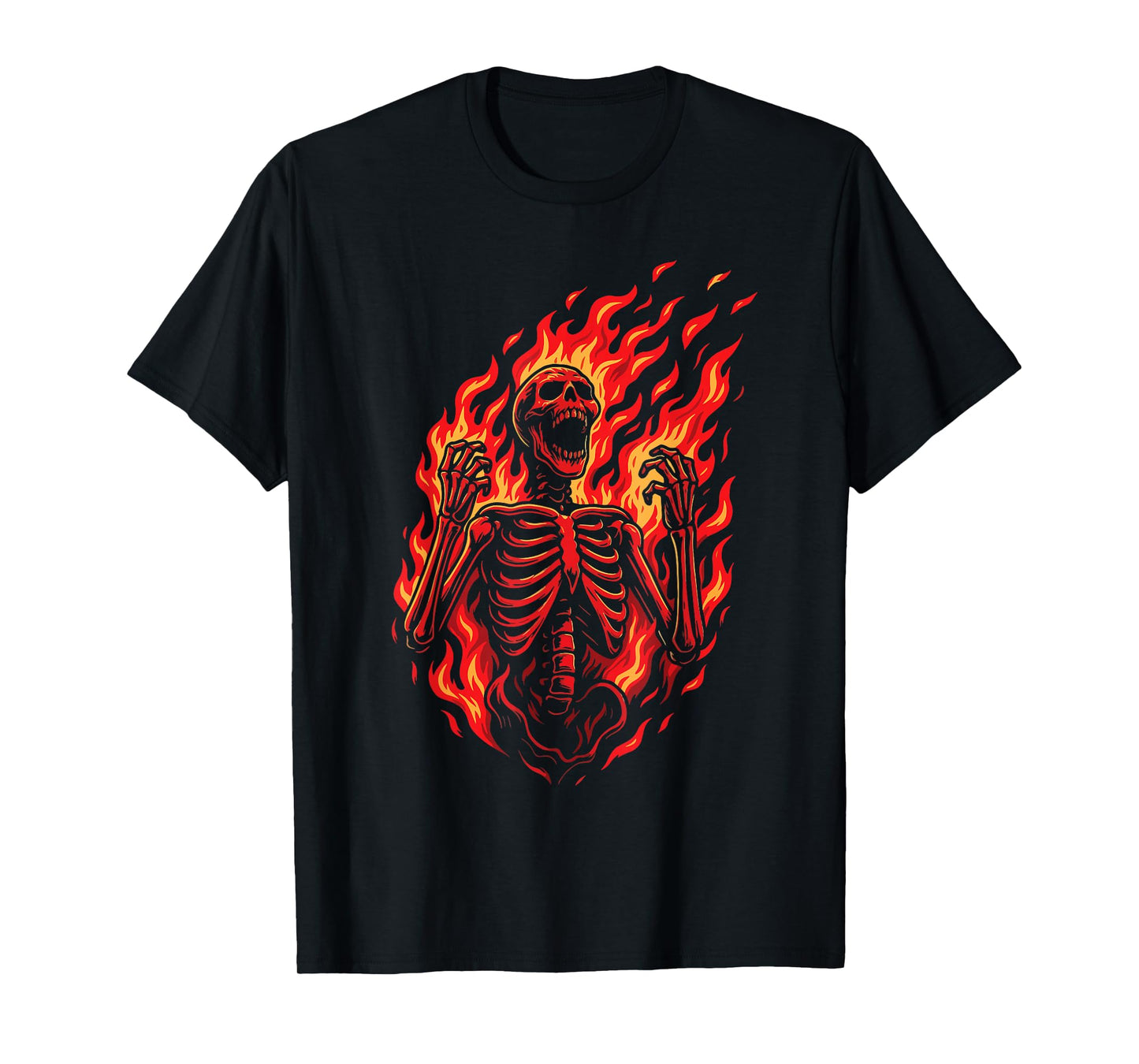 Burning Skeleton Dark Art Grunge Horror Aesthetic T-Shirt