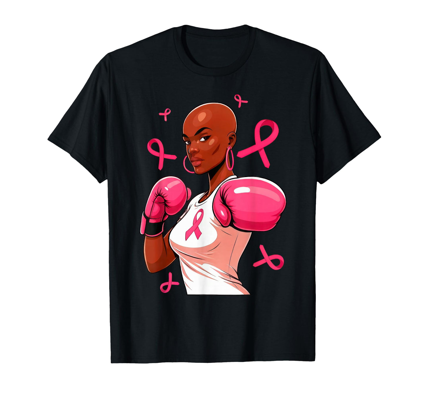 Black Women Fight Breast Cancer Awareness Pink Ribbon T-Shirt