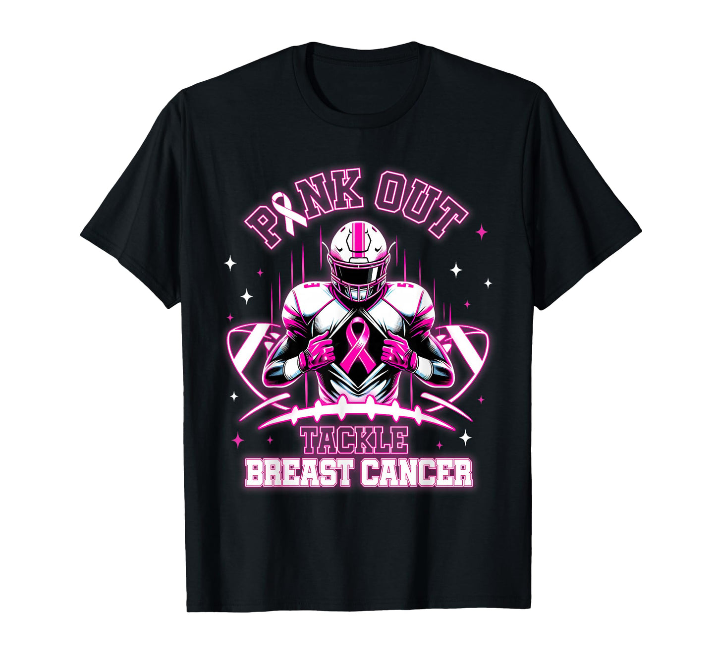 Pink Out Tackle Breast Cancer Awareness Football Player T-Shirt