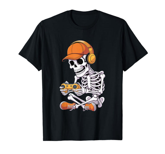 Cool Skeleton Video Gaming Halloween Gamer T-Shirt