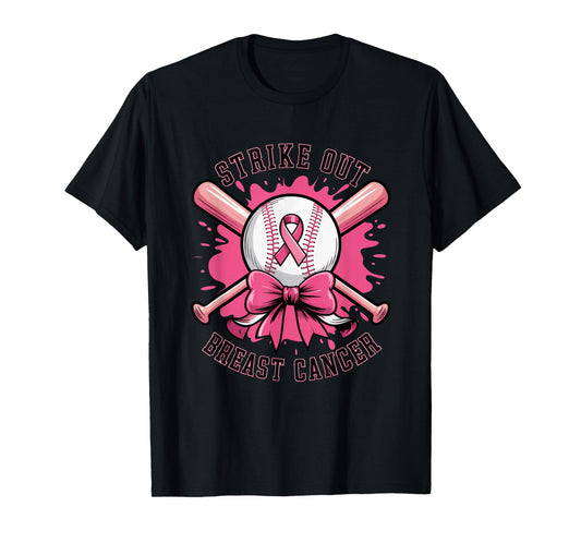 Strike Out Breast Cancer Baseball Pink T-Shirt