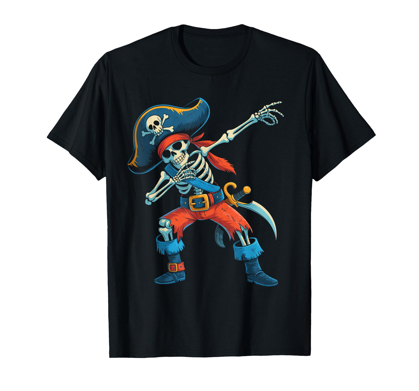 Funny Dab Kids Boy Dabbing Skeleton Pirate Spooky Halloween T-Shirt