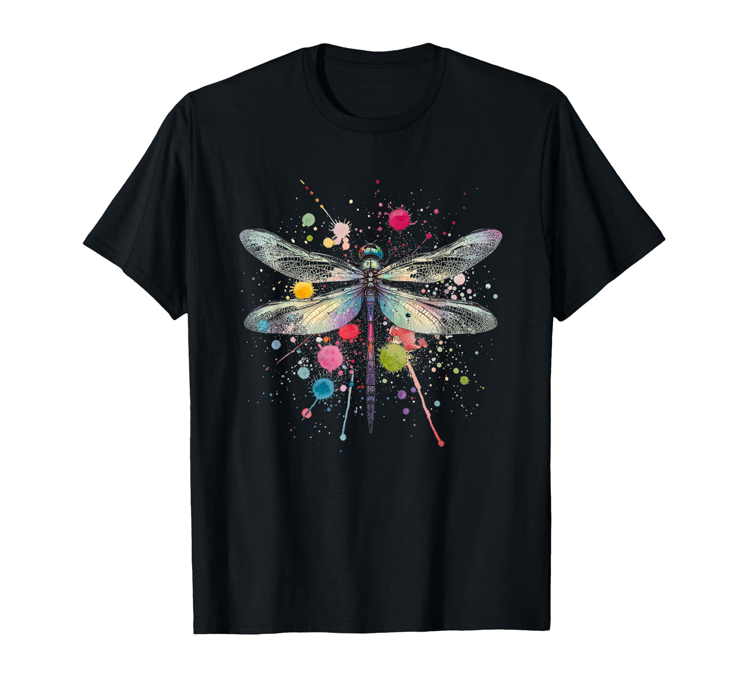 Vibrant Dragonfly Splatter Graphic Tee for All Occasions T-Shirt