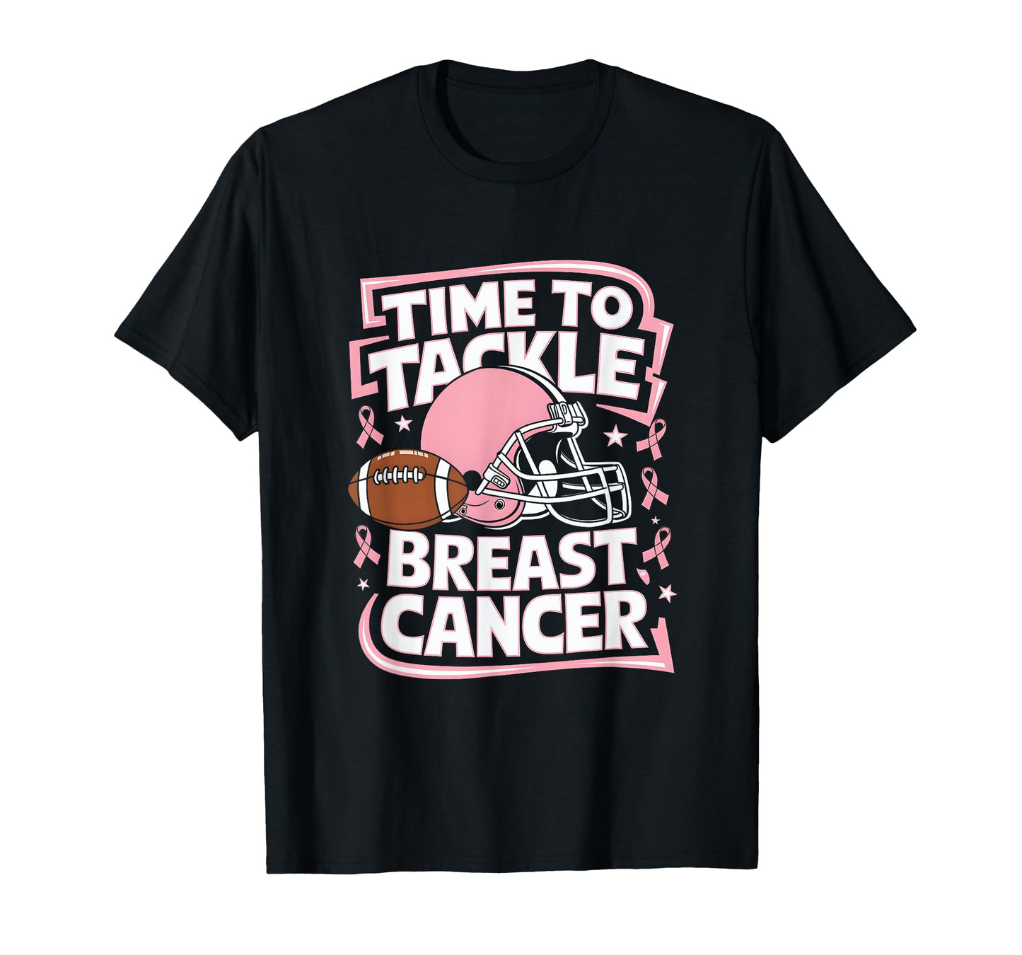 Tackle Football Breast Cancer Awareness Pink Ribbon Boys Kid T-Shirt