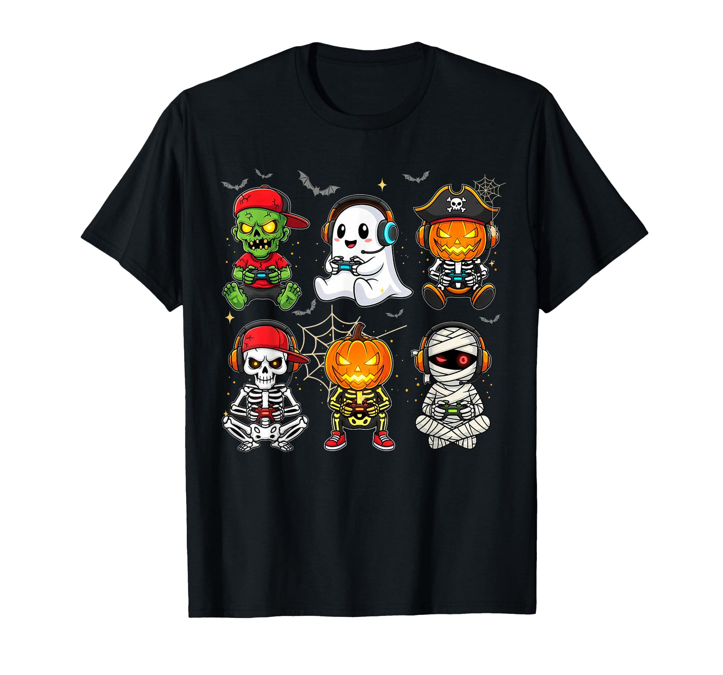 Halloween Gamer Skeleton Zombie Mummy Witch Vampire Gaming T-Shirt