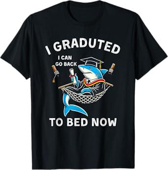 Vintage Shark I Graduated Can I Go Back To Bed Now Graduate T-Shirt
