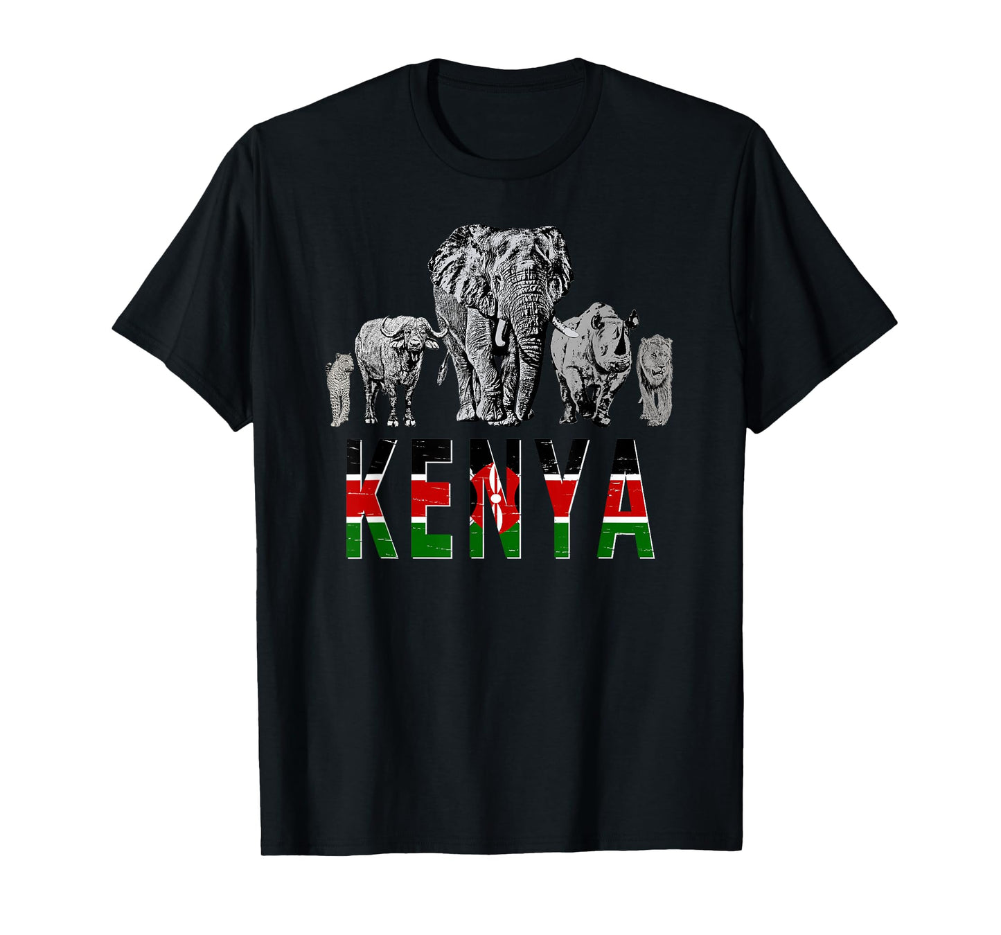 Big Five Kenya Pride Wildlife Artwork for Kenya Fans T-Shirt