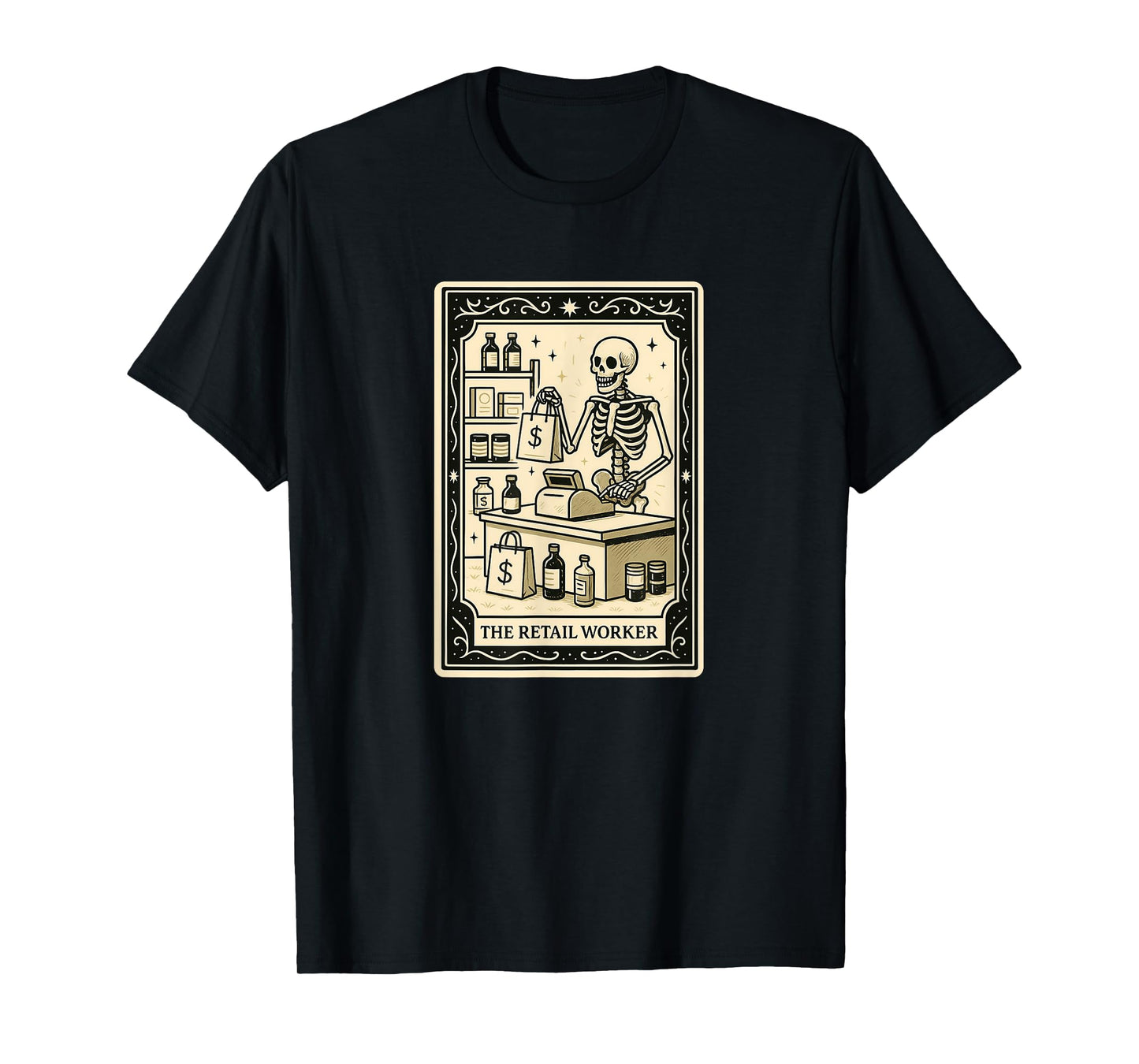 The Retail Worker Tarot Card Halloween Spooky Gothic Cashier T-Shirt