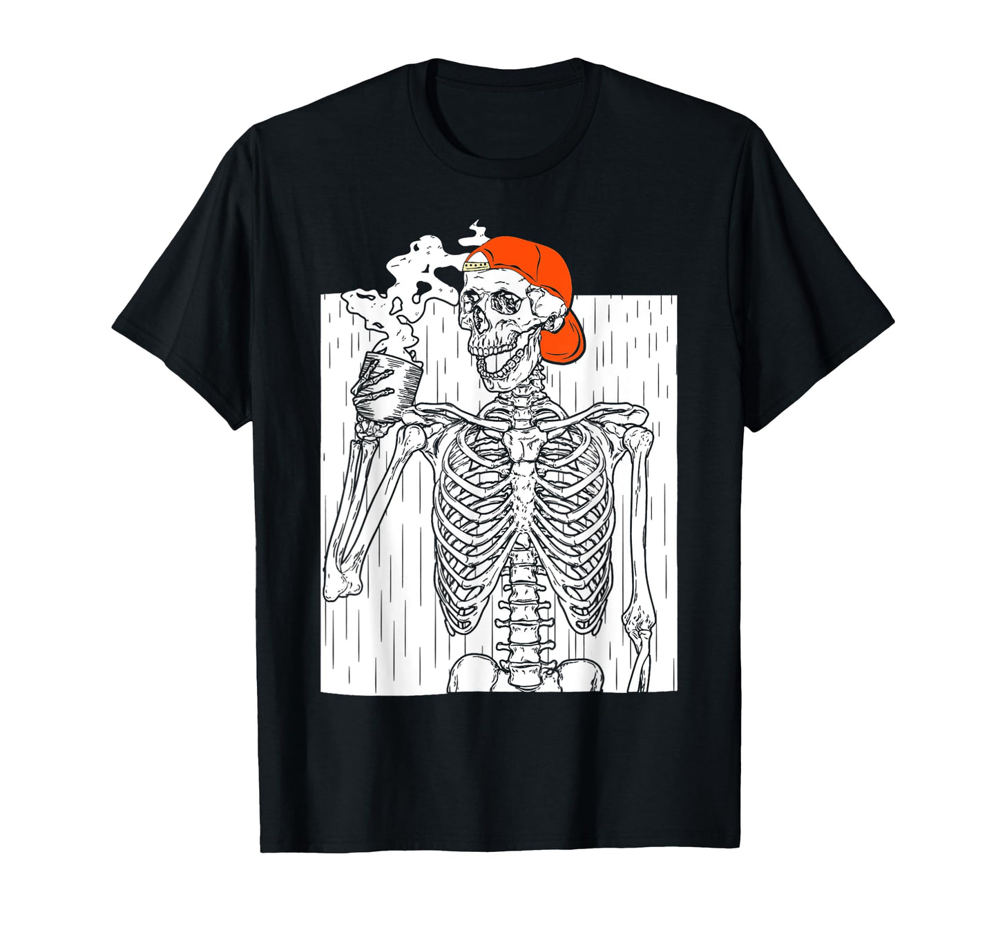 Halloween Skeleton Skull Drinking Coffee Vintage Costumes T-Shirt