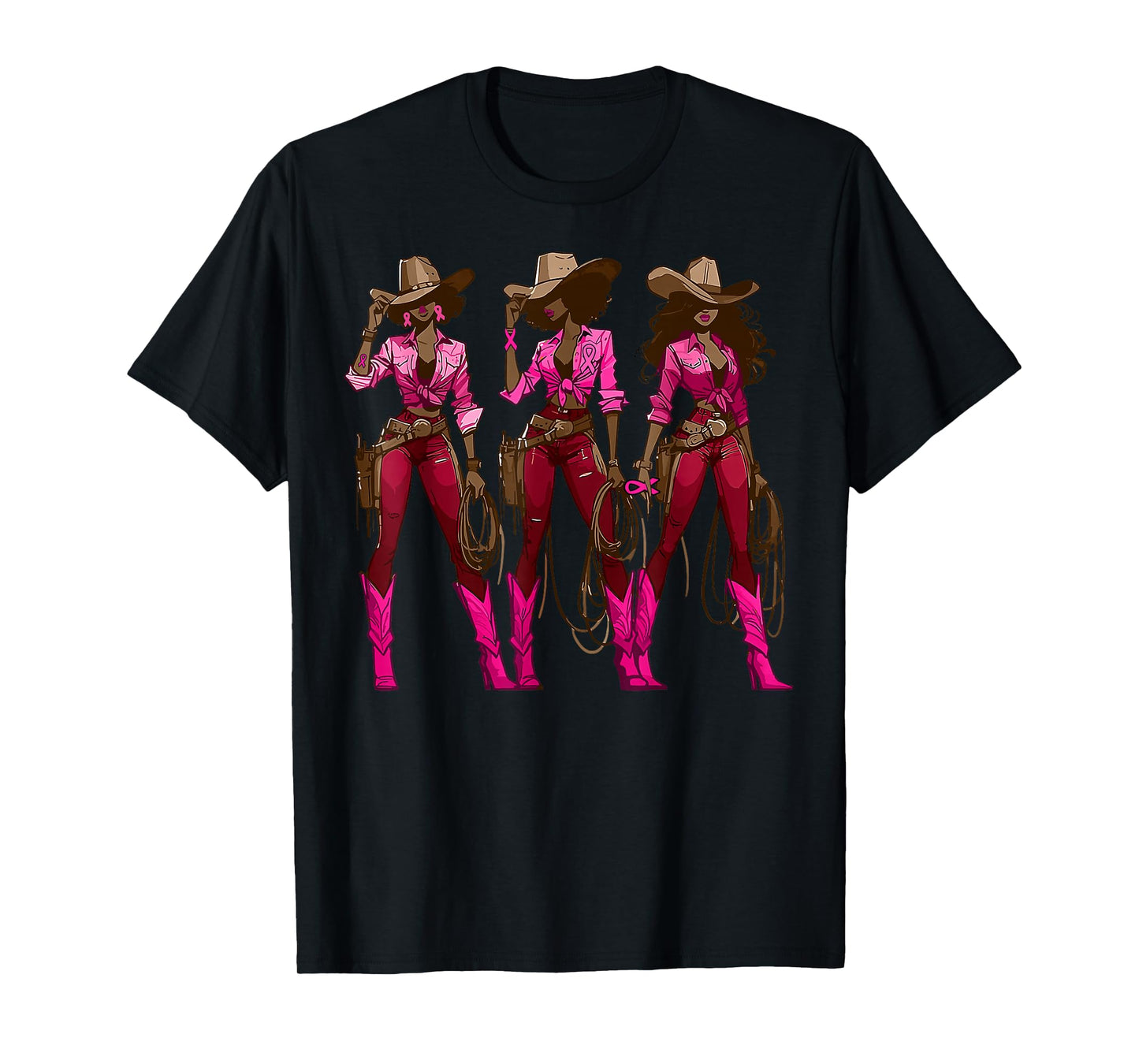 Pink Ribbon Howdy Cowgirl Western Country Breast Cancer T-Shirt