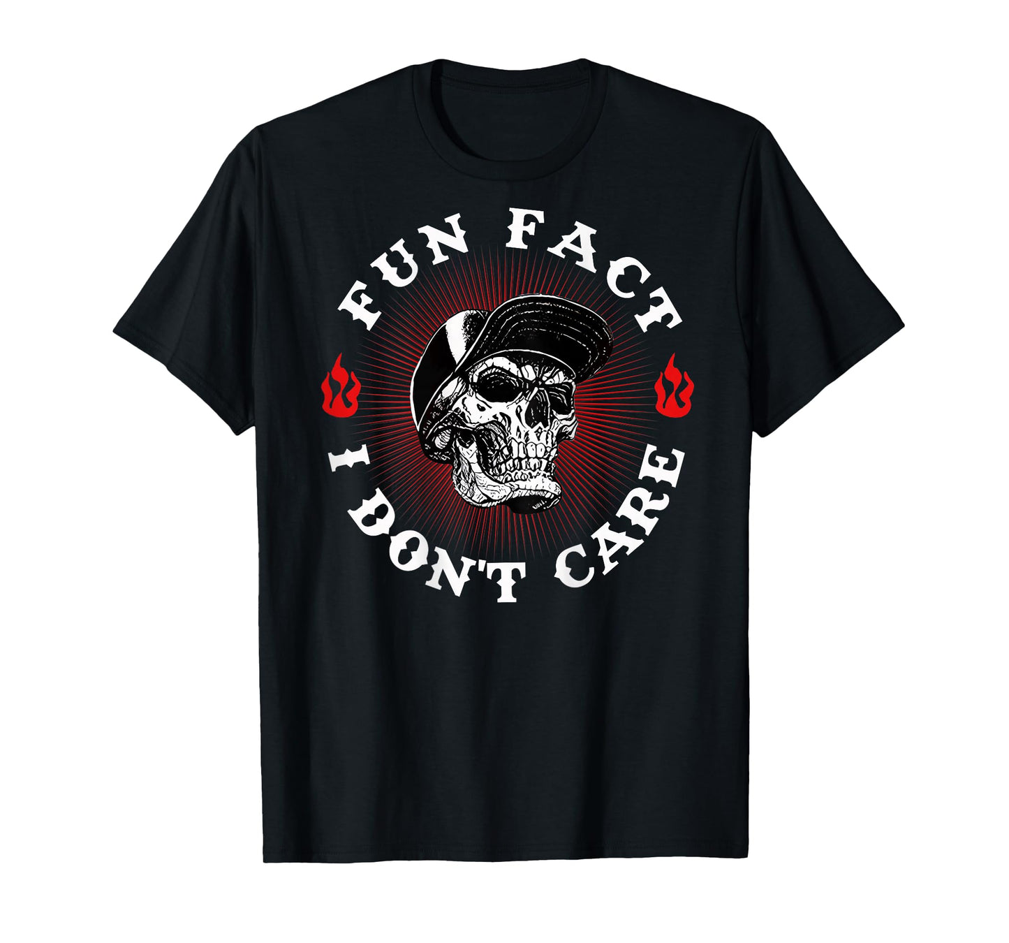 Fun Fact I Don't Care Funny Skeleton Sarcastic (ON Back) T-Shirt