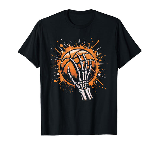Skeleton Hand Holding Basketball Art T-Shirt