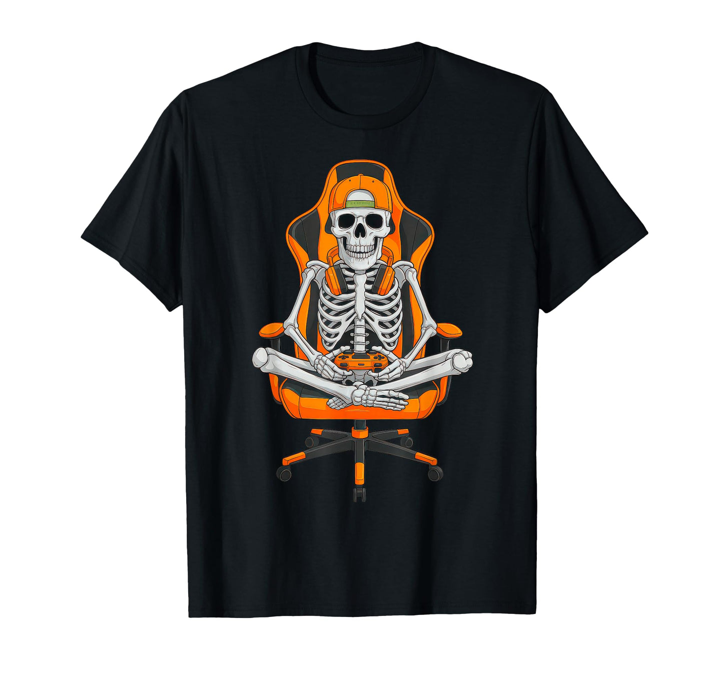 Halloween Skeleton Gamer Video Gaming Boys Men Kids Youth T-Shirt