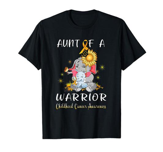 Aunt Of A Warrior Elephant Childhood Cancer Fighter Gift T-Shirt