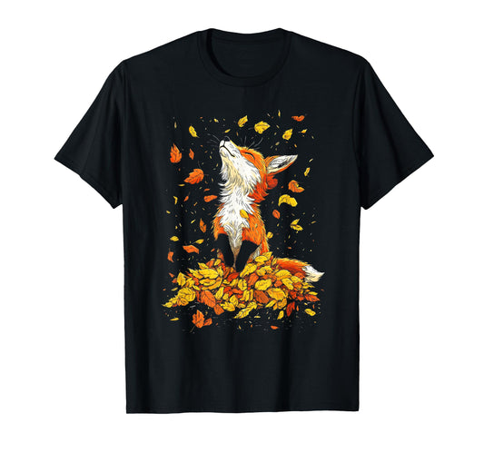 Cute Fox Fall Woodland Forest Autumn Leaves T-Shirt