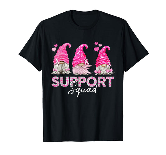 Funny Gnomies Support Squad Breast Cancer Awareness Month T-Shirt