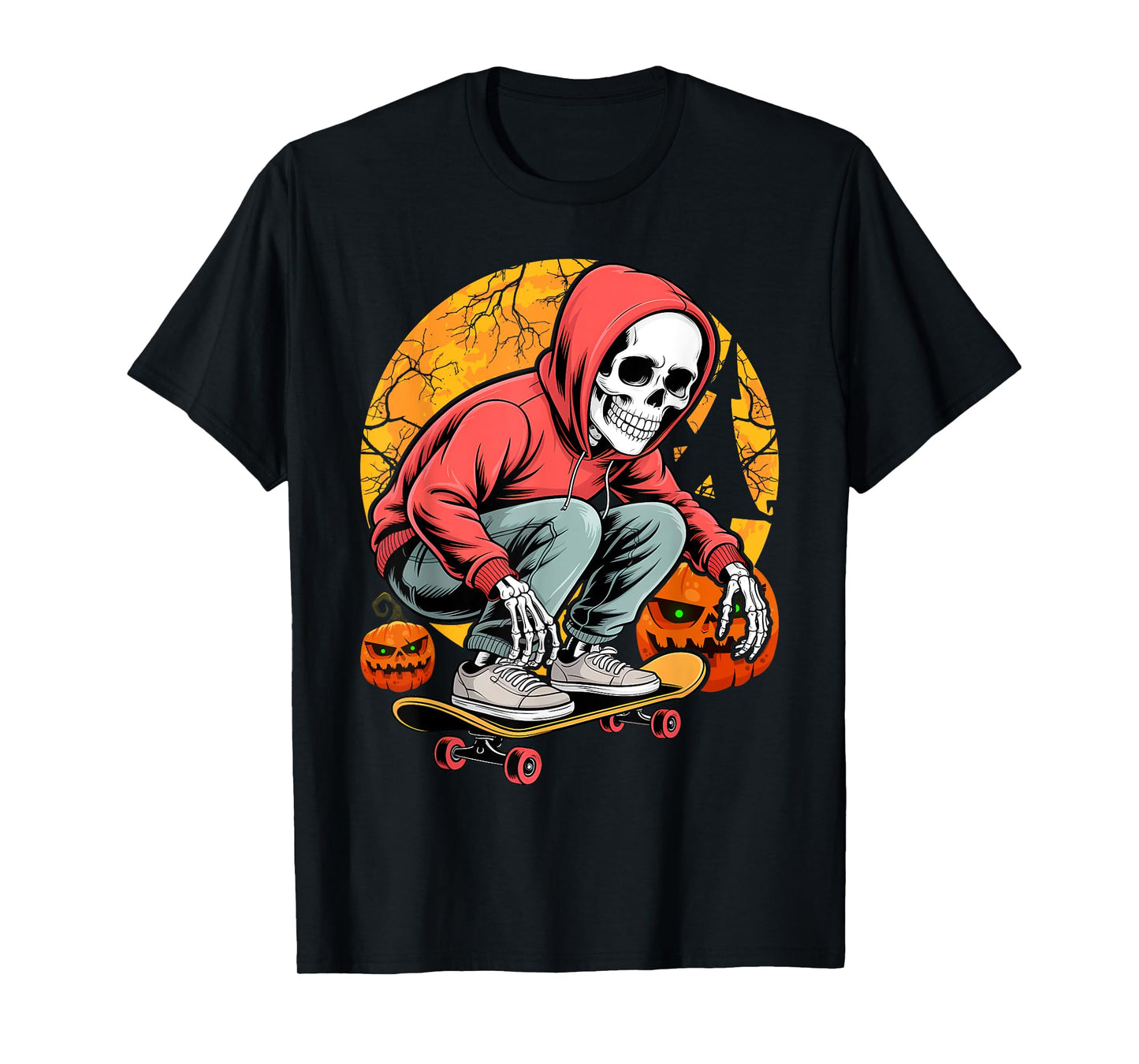 Halloween Skeleton Skateboarding Pink Skateboarder Skater T-Shirt