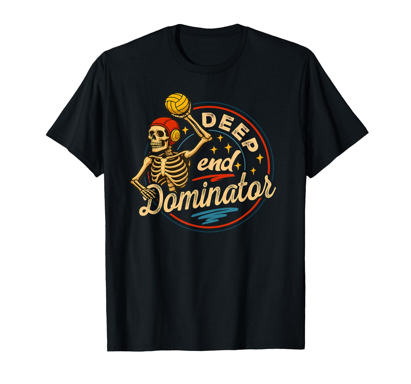 Water Polo Skeleton Deep End Dominator Vintage Style T-Shirt