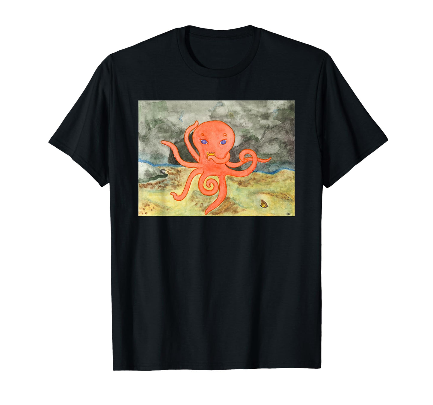 Cartoon Watercolor Octopus T-Shirt