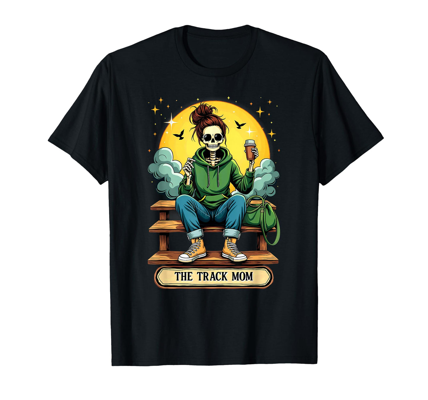 Gothic Tarot Card The Track Mom Skeleton Coffee Runner T-Shirt
