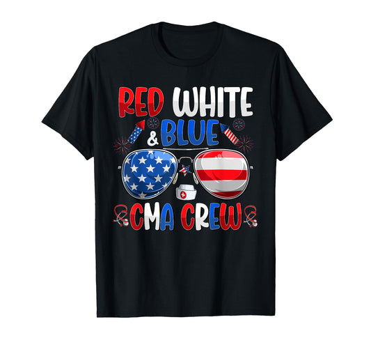 4th Of July CMA Crew Scrub Tops Medical Assistants Matching T-Shirt for Women Men
