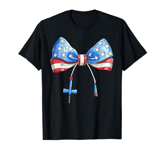 Coquette Bow Phlebotomy Phlebotomist Tech July 4th Patriotic T-Shirt