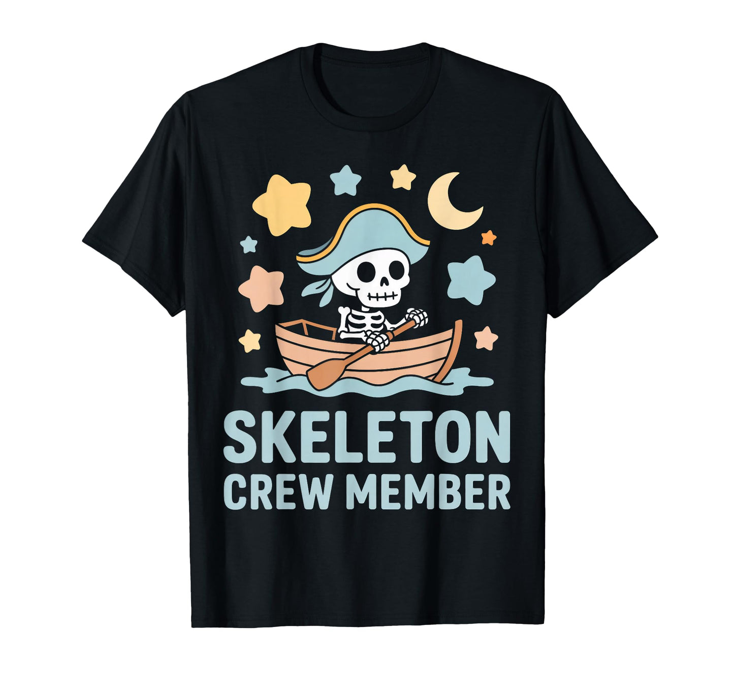 Skeleton Crew Member Tiny Pirate Captain Rowing Boat T-Shirt