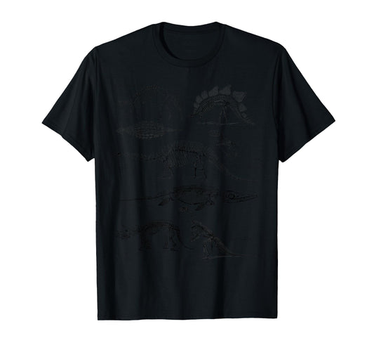 Dino Dinosaur Skeleton Clothing Vintage Paleontology Art T-Shirt