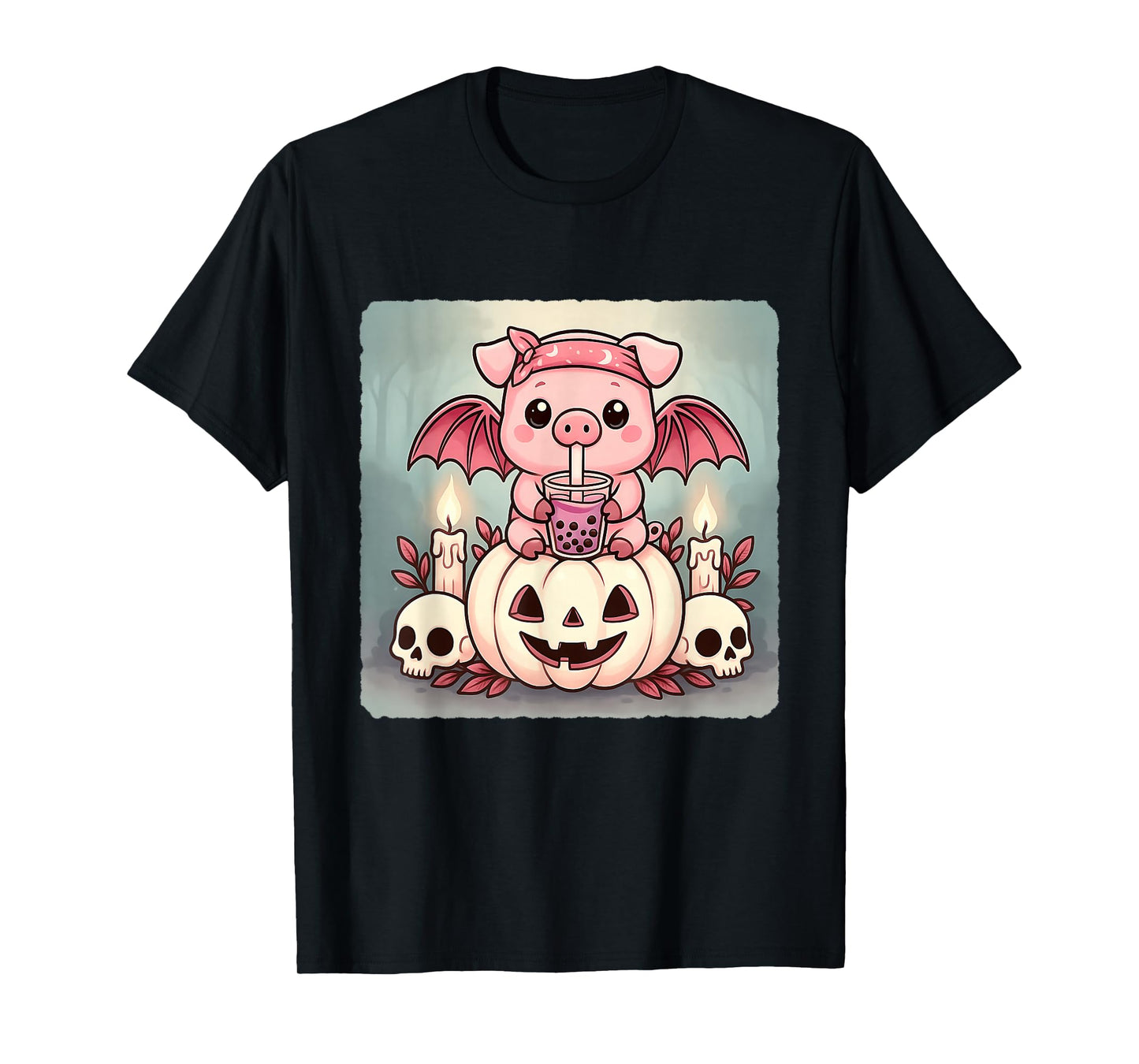 Pig Bat Kawaii Pastel Goth Creepy Cute Skeleton T-Shirt