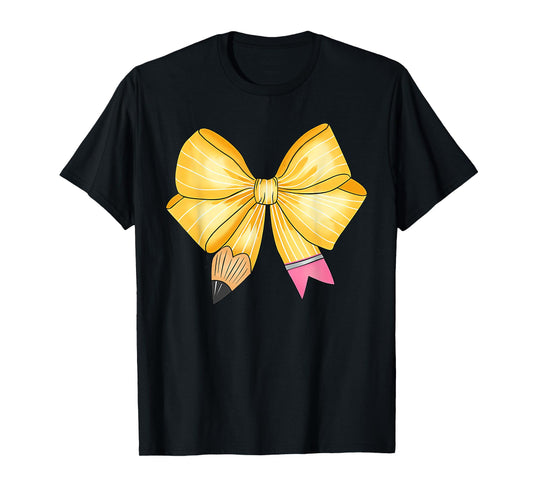 Coquette Bow Pencil Back To School First Day Teacher Student T-Shirt