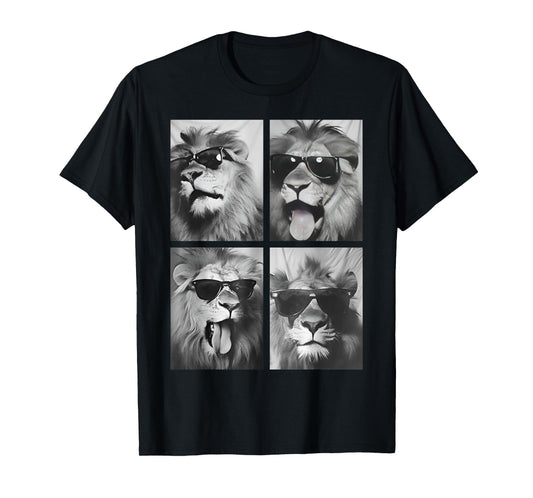 Cute Lions with Sunglasses Cool Lion Animals Photo Booth T-Shirt