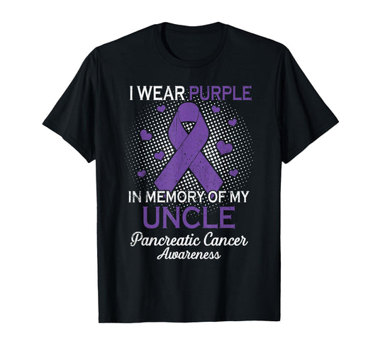 I Wear Purple Purple In Memory Of Uncle Pancreatic Cancer T-Shirt