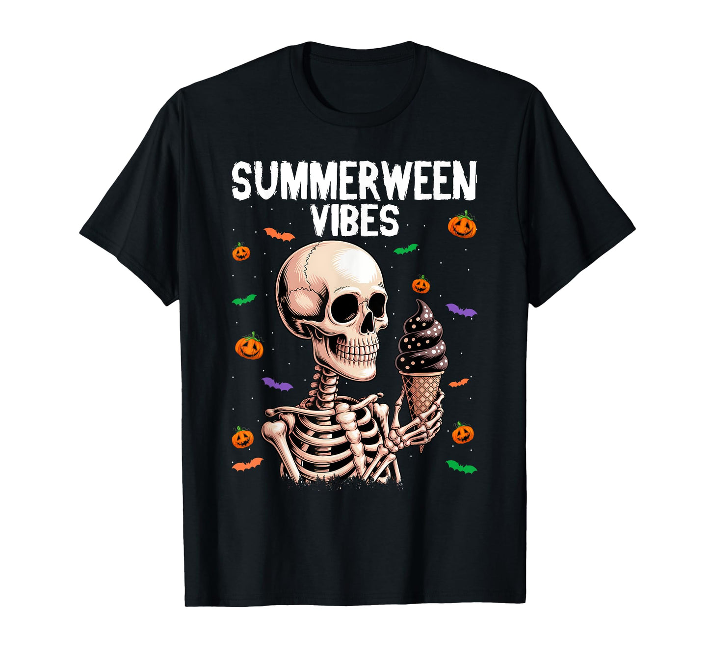 Summerween Vibes Skeleton Summer Halloween T-Shirt