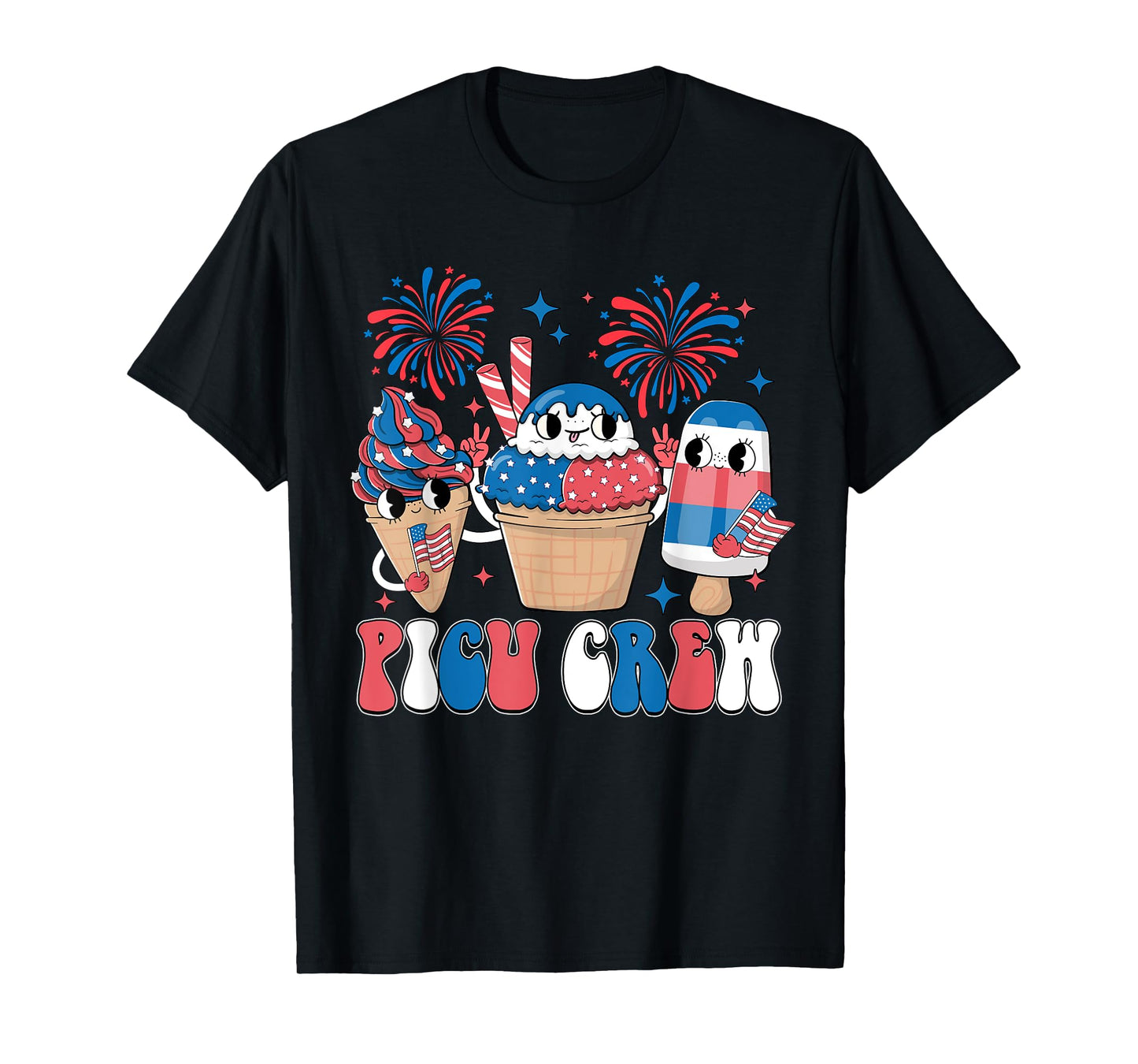 PICU Crew Independence Day Patriotic Pediatric Nurse T-Shirt