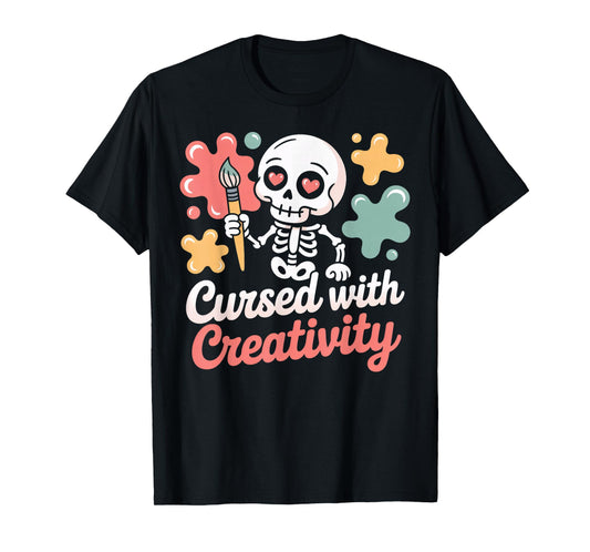 Cursed with Creativity Skeleton Painting T-Shirt