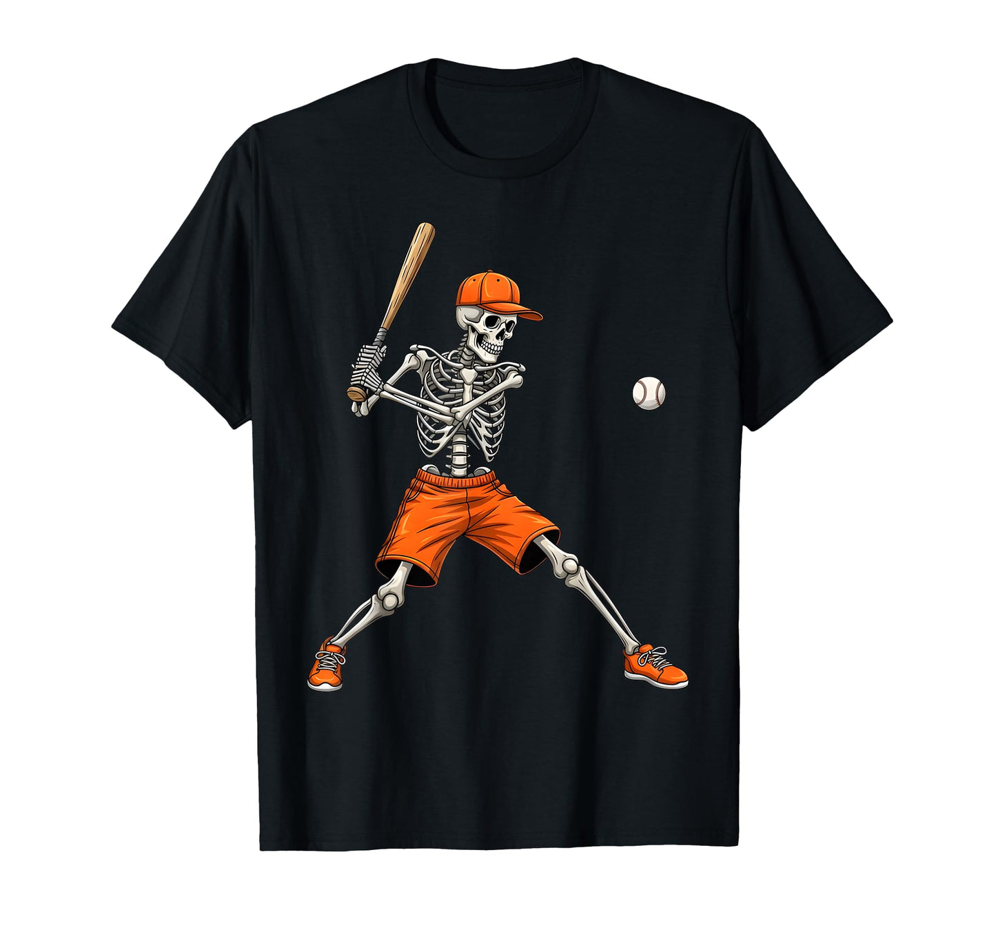 Skeleton Baseball Halloween Costume Funny Men Boys Kids T-Shirt