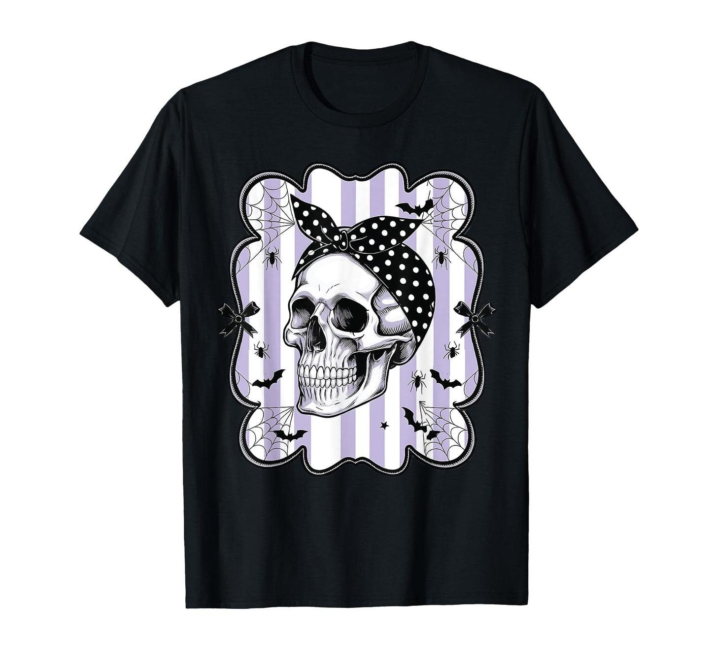 Retro Skeleton Vintage Halloween Fall Bow Autumn Women T-Shirt