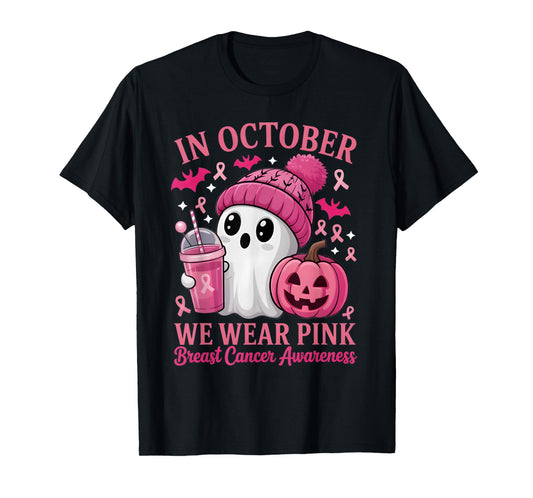Breast Cancer Halloween Women in October We Wear Pink Gifts T-Shirt