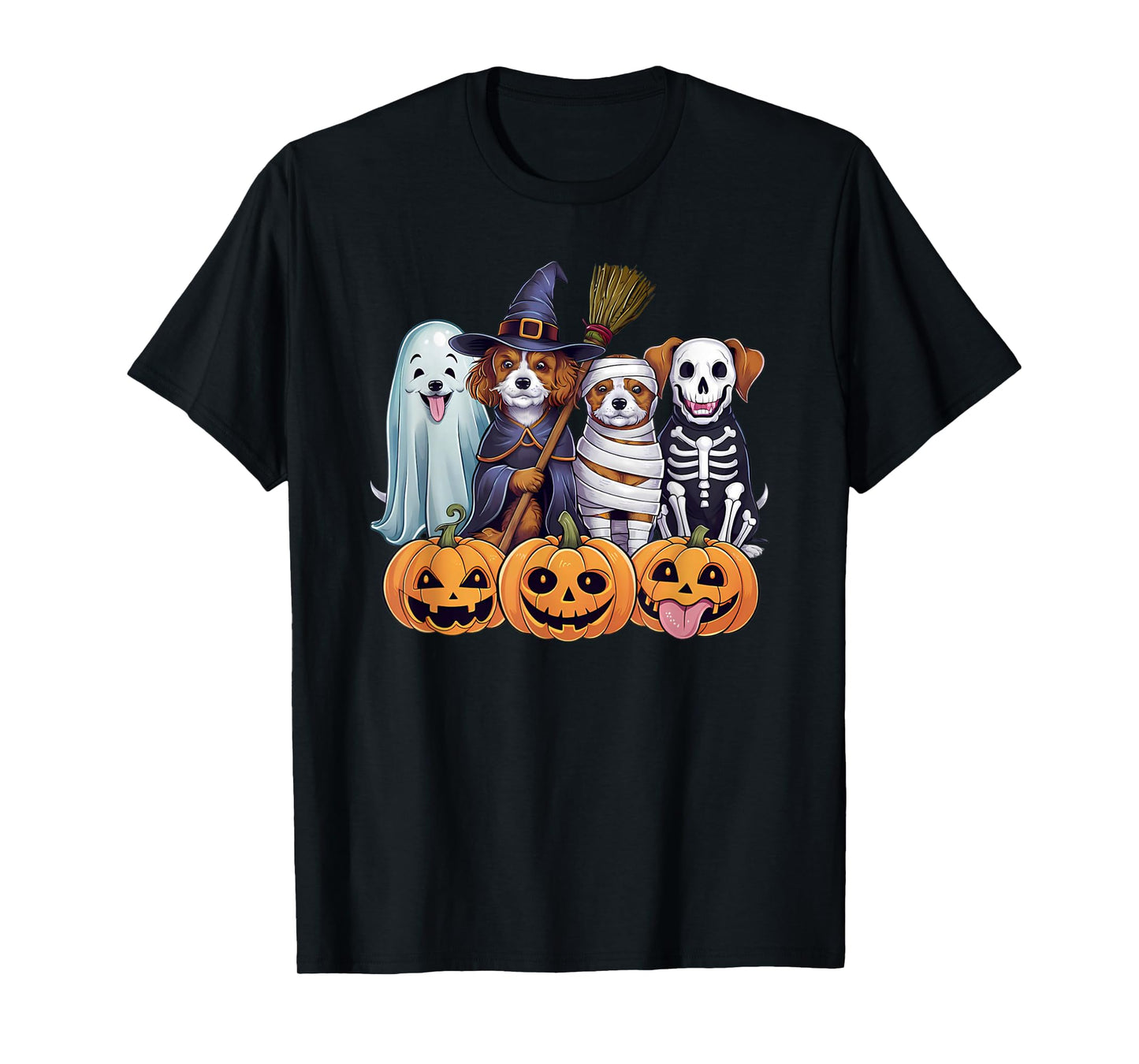 Funny Halloween Dogs Cute Puppy Ghost Witch Skeleton Pumpkin T-Shirt