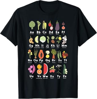 Vegetable Garden Alphabet Gardener Gardening Veggie Lover T-Shirt