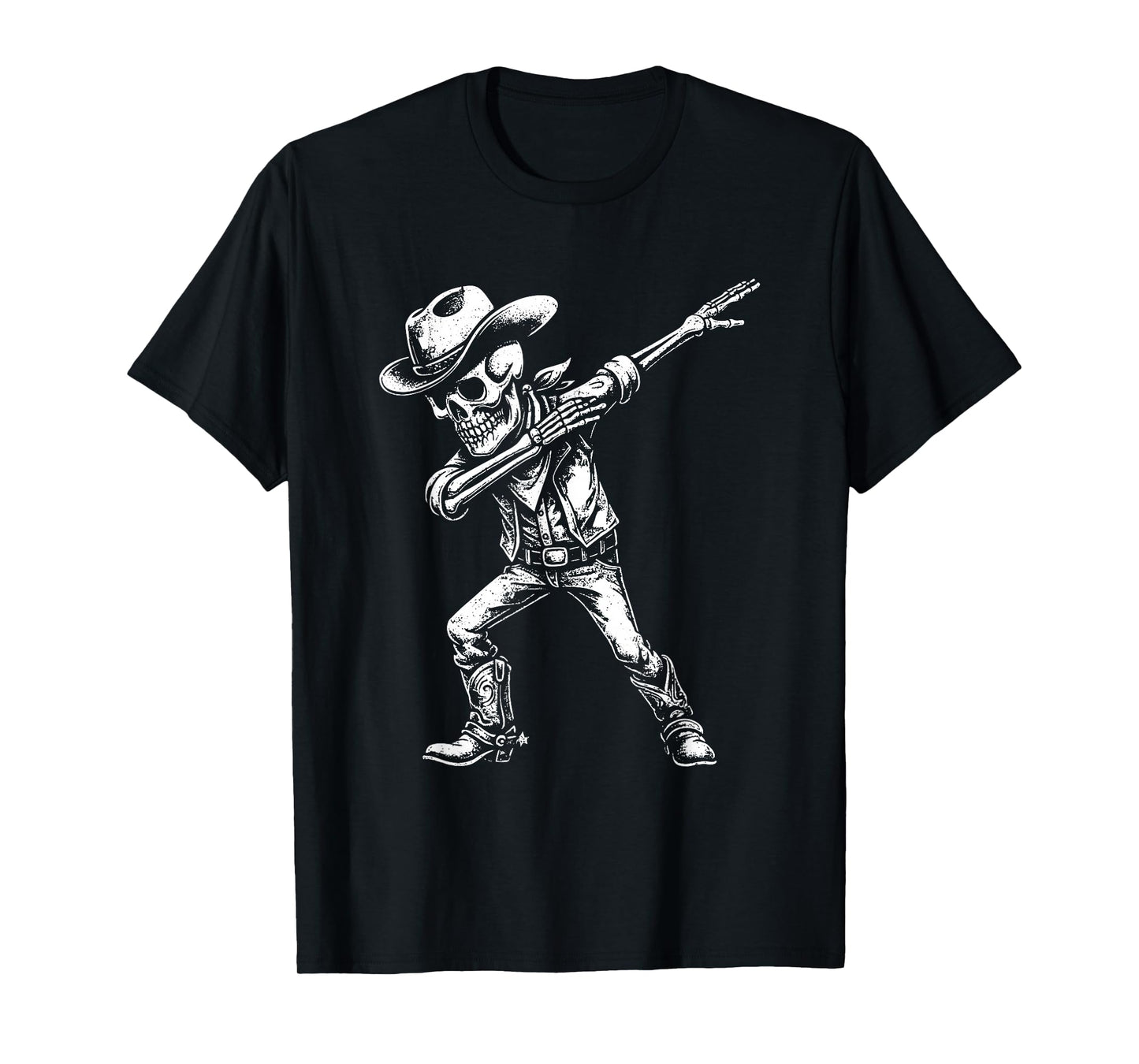 Dabbing Skeleton Cowboy Funny Halloween Cool Western Costume T-Shirt