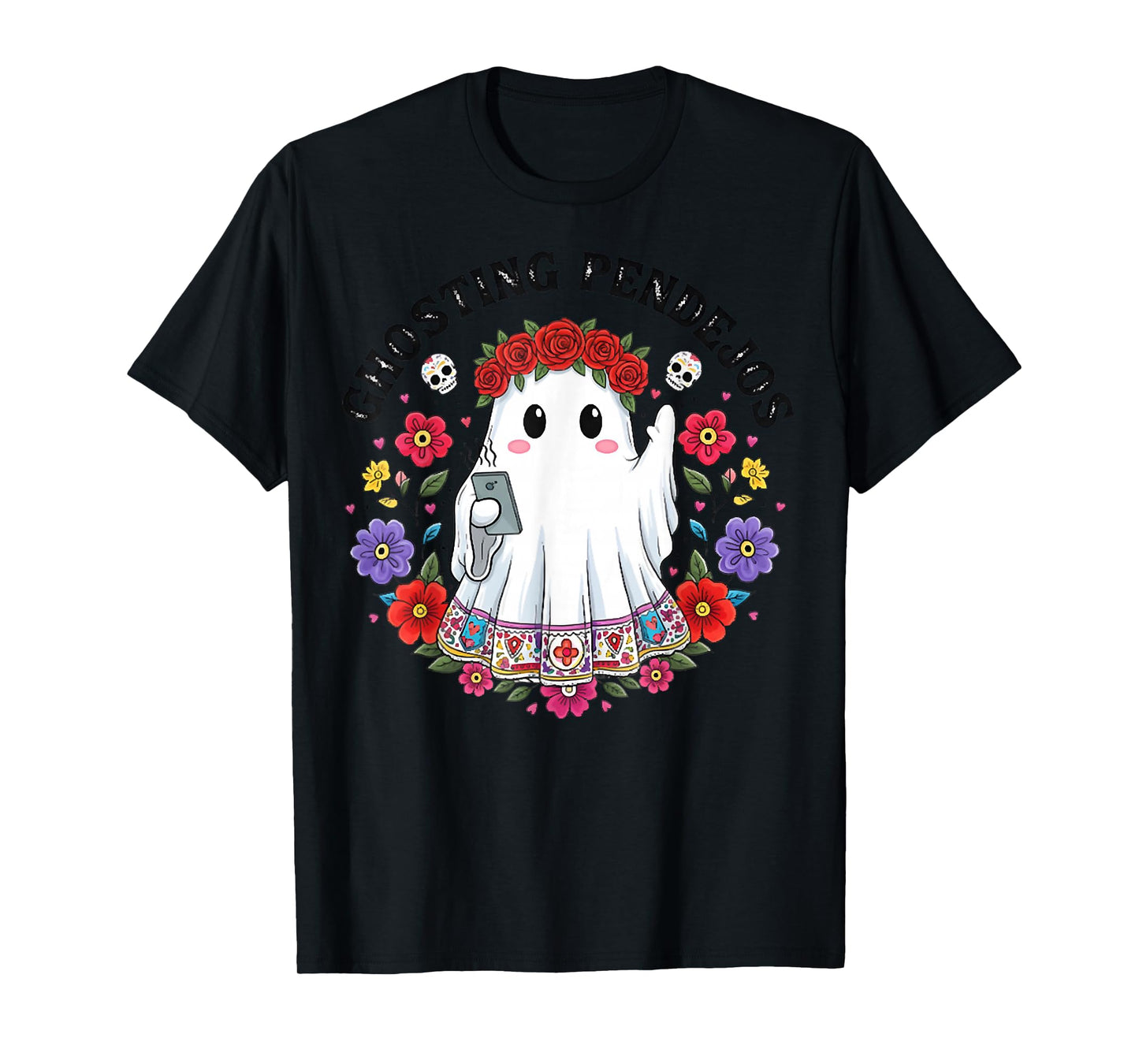 Ghosting Pendejos,Cute Spanish Halloween Ghost,Conchas Ghost T-Shirt