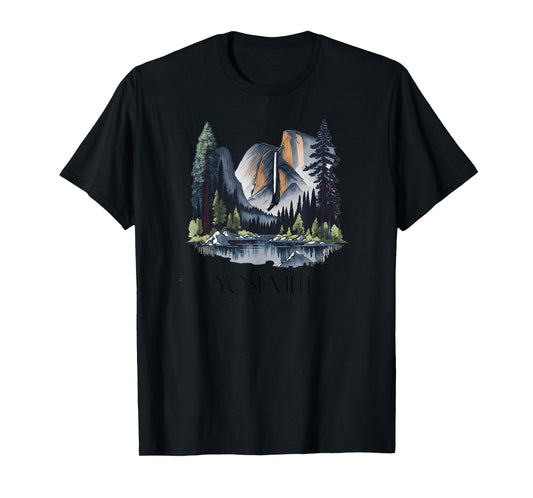 Cool Yosemite National Park Hiking Watercolor Graphic T-Shirt