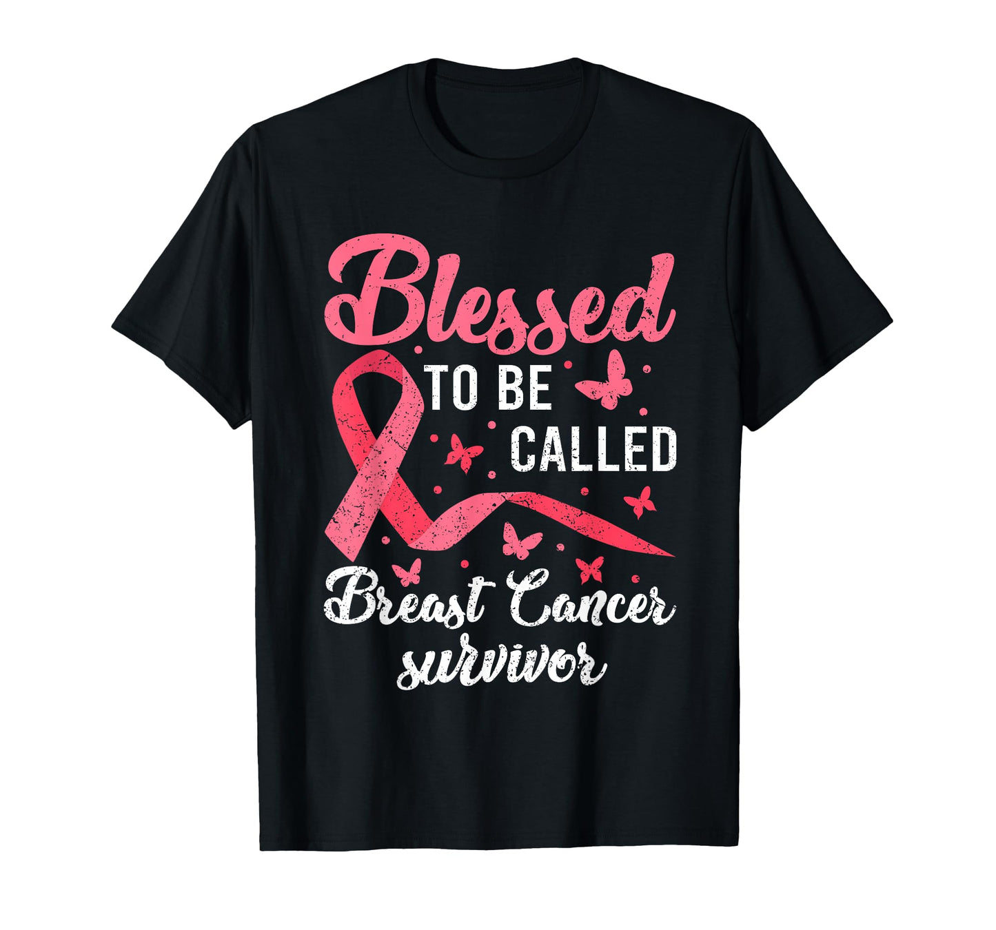 Blessed With Cancer Shirts, Pink Butterfly Breast Cancer T-Shirt
