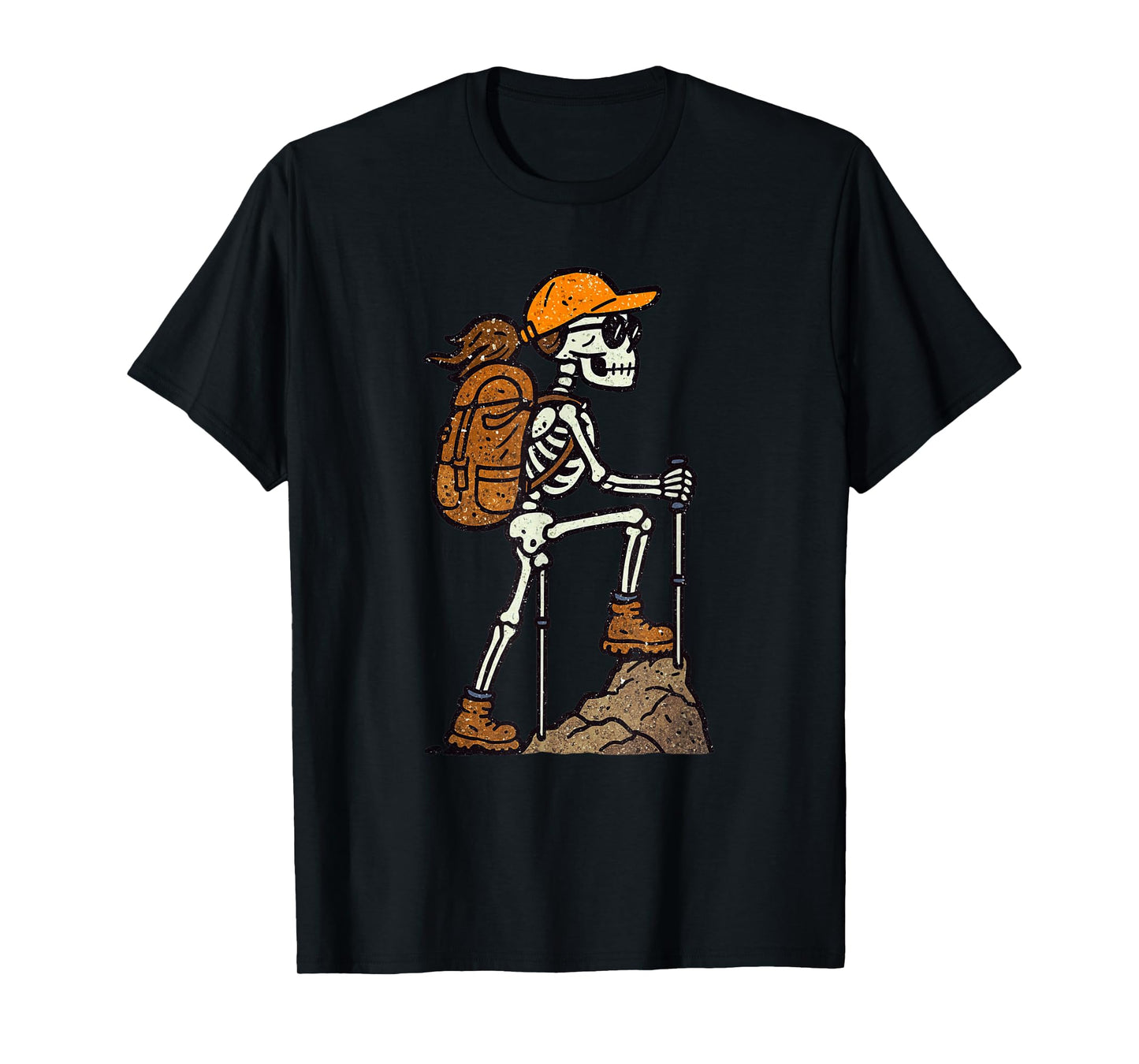 Vintage Halloween Skeleton Hiking Funny Spooky Costume T-Shirt