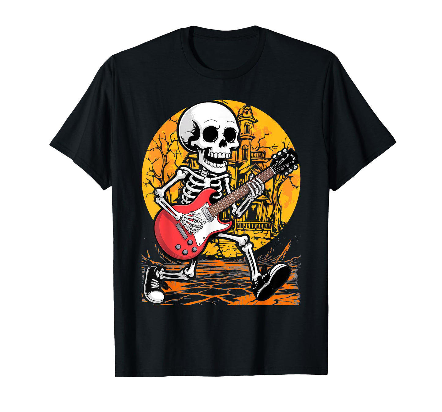 Halloween Rocker Skeleton Guitar Rock Costume Men Boys Kids T-Shirt