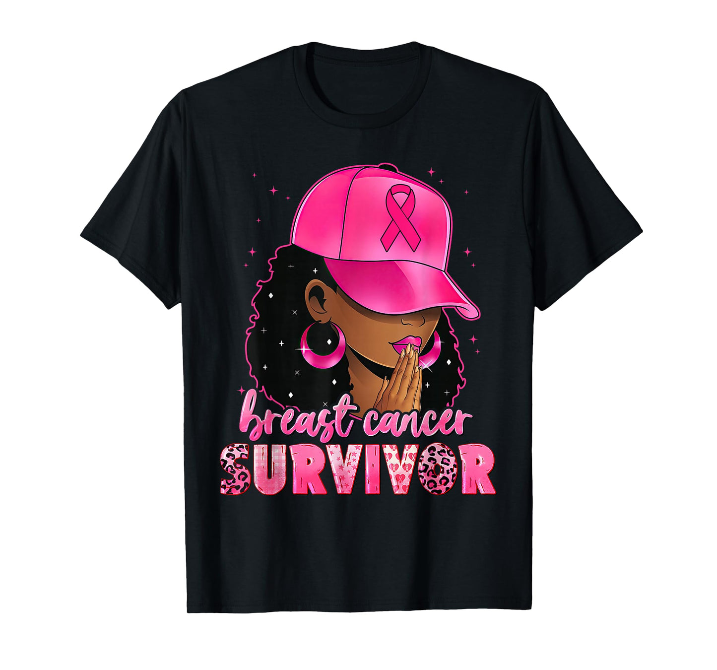 Breast Cancer Survivor Black Women Afro African Christian T-Shirt
